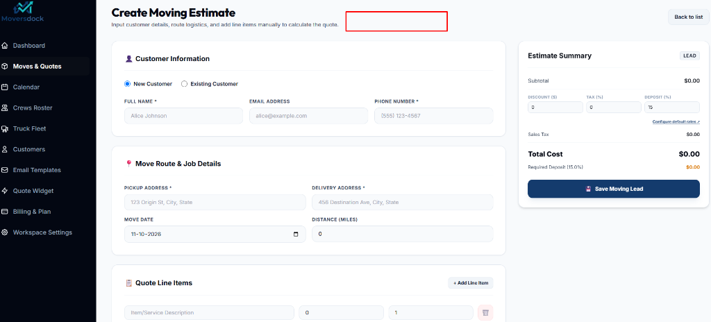 Moversdock Dashboard